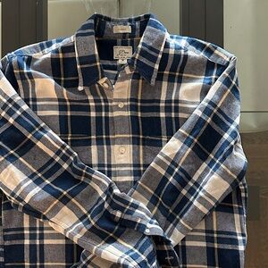 J. Crew Blue, White & Tan Plaid Button-Down Shirt Classic.